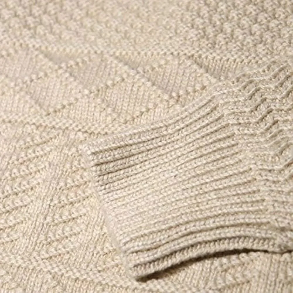 NWT J.CREW Men's Cream Cotton Sweater in Combination Guernsey Stitch Sz M - Picture 4 of 8